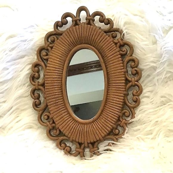 Homco Other - Vintage Homco Wicker Oval Mid-Century Mirror